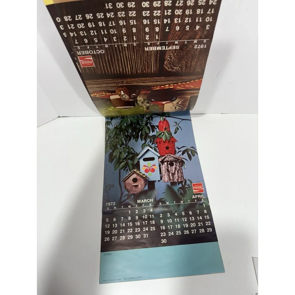 COKE ADVERTISING 1972 CALENDAR LARGE VTG COCA COLA XMAS SEASONS RARE ART RETRO